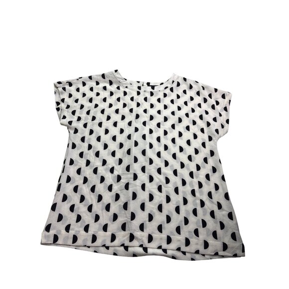 Cynthia Rowley Womens Abstract Dot Blouse Size M Polyester White Black - Picture 1 of 5